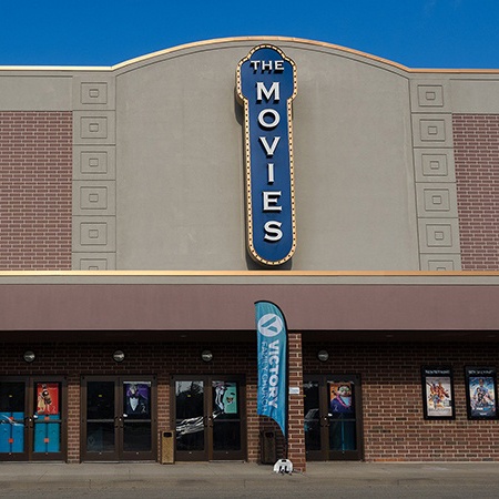 Movies at Meadville with Victory Family Church flags