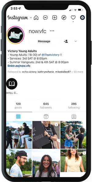 Victory Young Adults Instagram page